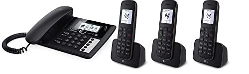 Telekom Sinus PA207 Plus 3, analoges Telefon-Set inkl. 3 Mobilteilen und Anrufbeantworter