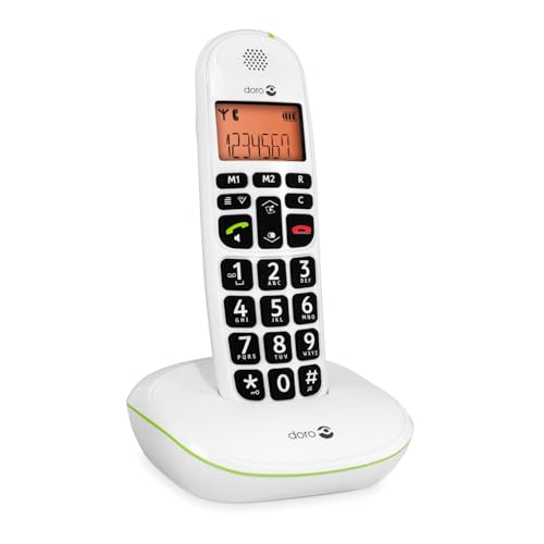 DORO - Doro PhoneEasy 100w - Schnurloses Festnetztelefon - Große Displayanzeige - Extra große Tasten - Freisprechfunktion - Lauter Klingelton - Lautstärkeregler - Weiß
