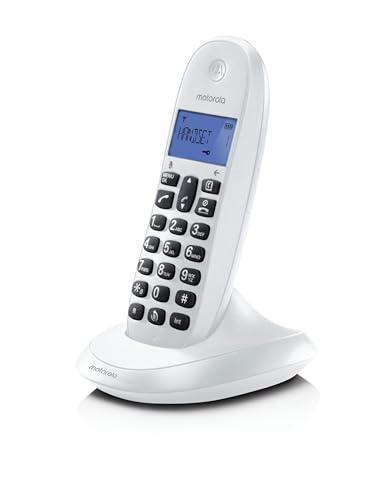 Motorola C1001CBW+ - Digitales schnurloses DECT-Telefon - Anrufsperrmodus, Anrufer-ID, Freisprechen, Telefonbuch mit 50 Nummern, Display mit Hintergrundbeleuchtung - Weiß