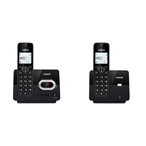 VTech CS2050 schnurloses Telefon mit Anrufbeantworter, ECO+ Modus & CS2000 schnurloses Telefon, ECO+ Modus, Festnetztelefon, schwarz, Anrufsperre, Freisprechfunktion, große Tasten, Zwei Zeilen Display