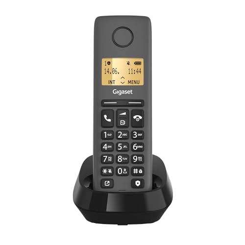 Gigaset Pure 120 - Schnurloses Telefon mit Anrufschutz und ECO DECT - beleuchtetes Display - Hörgerätekompatibel, anthrazit schwarz