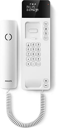 Philips Kabelgebundenes Telefon M110W/38 - Telefondesign Scala mit LCD Display - Speichern Sie bis zu 25 Namen in Ihrem Telefonbuch - Geeignet für Hörgeräte - Weiß