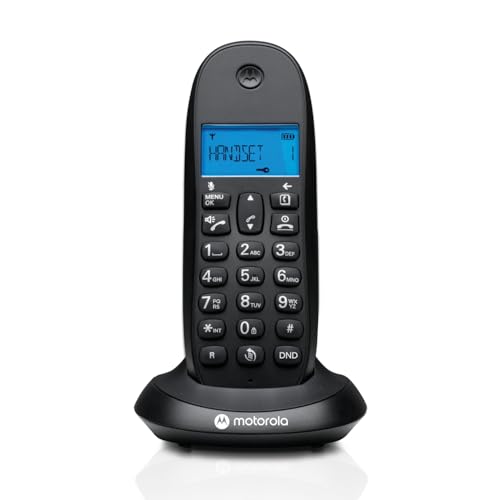 Motorola C1001CB+ – Digitales DECT-Schnurlostelefon – Anrufblockierungsmodus, Anrufer-ID, Freisprecheinrichtung, Telefonbuch mit 50 Nummern, Display mit Hintergrundbeleuchtung – Schwarz