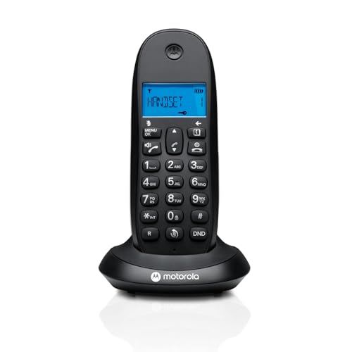 Motorola C1001CB+ - Digitales schnurloses DECT-Telefon - Anrufersperrmodus, Anrufer-ID, Freisprechen, Telefonbuch mit 50 Nummern, Display mit Hintergrundbeleuchtung - Schwarz