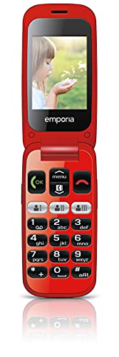 Emporia ONE V200_001 Einfach zu bedienendes Klappenhandy mit 2MP Kamera, Schwarz/Rot