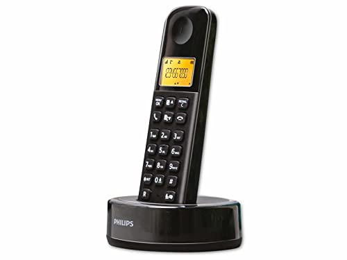 Philips Schnurloses Telefon - D1651B/01 - DECT Telefon - Haustelefon - Festnetzanschluss - Anrufbeantworter - Schwarz, Black