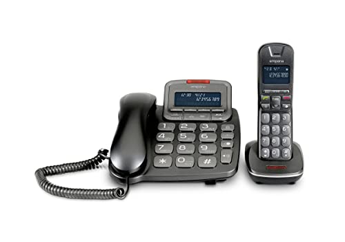 Emporia TH-21ABB Schnurloses Telefon analog Anrufbeantworter, Freisprechen, für Hörgeräte kompatibel, inkl. Mobilteil,