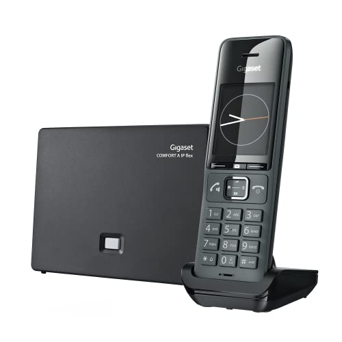 Gigaset COMFORT 520A IP flex - Elegantes Schnurloses DECT-Telefon mit Anrufbeantworter und VoIP - beste Audioqualität mit Freisprechfunktion - Anrufschutz - Adressbuch für 200 Kontakte,titan-schwarz