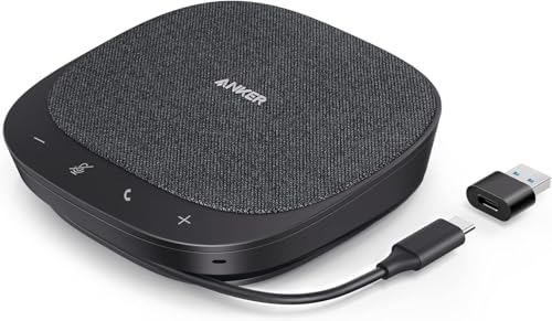 Anker PowerConf S330 USB Lautsprecher, Konferenzlautsprecher für Homeoffice, Smarter Stimmfilter, Plug & Play, 4 Mikrofone für 360° Raumabdeckung, klares Klangprofil