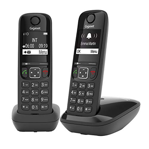 Gigaset AS690 Duo - 2 Schnurlose DECT-Telefone - kontrastreiches Display - brillante Audioqualität - einstellbare Klangprofile - Freisprechfunktion - Anrufschutz, schwarz