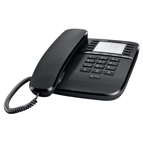 Gigaset DA510 - Schnurgebundenes Telefon mit praktischer Anrufanzeige - Kurzwahleinträge - großes Telefonbuch - Stummtaste mit Wartemelodie - Anrufsperre und Tastensperre, schwarz