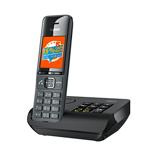 Gigaset Comfort 520A - Schnurloses DECT-Telefon mit Anrufbeantworter - Elegantes Design - Beste Audioqualität mit Freisprechfunktion - Komfort Anrufschutz - Adressbuch mit 200 Kontakten,titan-schwarz