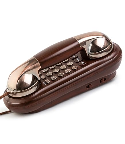 Sangyn Retro Telefon Wandtelefon mit Metallklingel Vintage Schnurtelefon, Analog, Lautstärkeregler, Nostalgie Telefon, altes Telefon mit EIN-Tasten-Wahl Ideal für Zuhause, Küche, Büro, Haustelefon