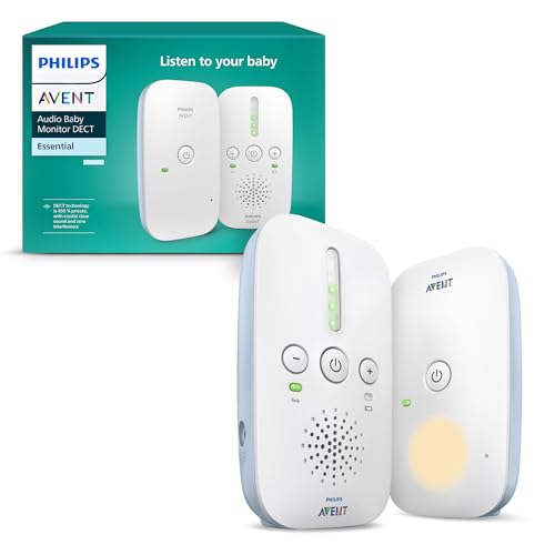 Philips Avent DECT-Audio-Babyphone, Gegensprechfunktion, störungsfrei, 330 Meter Reichweite, 24 Stunden Akkulaufzeit, Smart ECO-Modus, Nachtlicht, SCD503/26