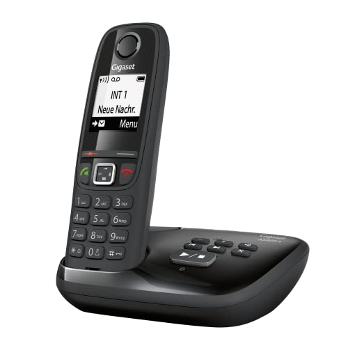 Gigaset AS405A - Schnurloses DECT-Telefon mit Anrufbeanworter - hochwertige Materialien - perfekte Sprachqualität - kontrastreiches Display - Kurzwahl-Tasten - Freisprechfähig, schwarz