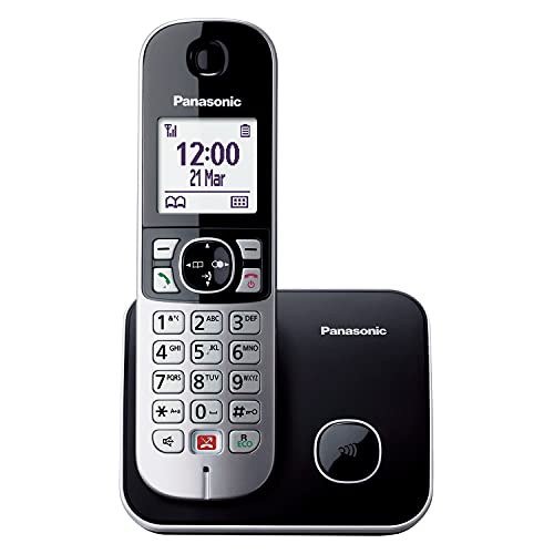 Panasonic KX-TG6851GB Schnurlostelefon (Bis zu 1.000 Telefonnummern sperren, übersichtliche Schriftgröße, lauter Hörer, Voll-Duplex Freisprechen) schwarz-silber
