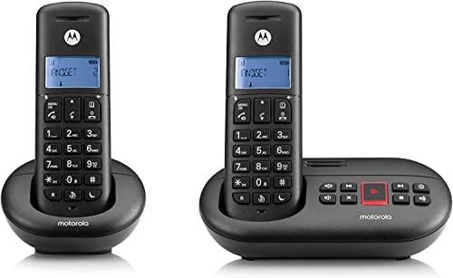 Motorola E212 - DECT Digitales Schnurlostelefon mit Anrufbeantworter (12 min.) und 2 Mobilteilen. Anrufsperre - Eco-Modus - Blaues Display…