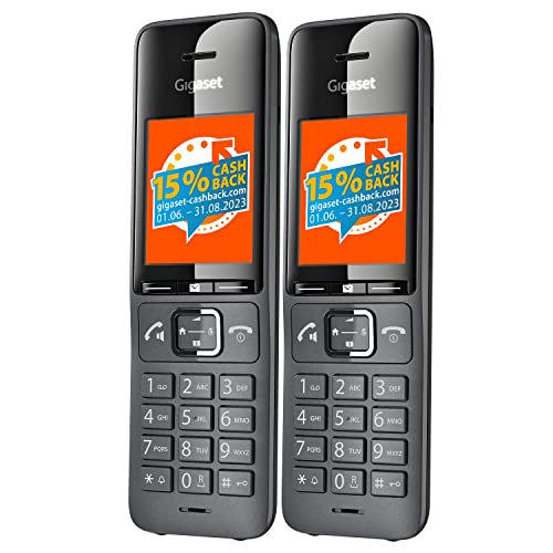 Gigaset Comfort 520HX Duo - 2 DECT-Mobilteile mit Ladeschale - Elegantes Schnurloses Telefon für Router & DECT-Basis -Fritzbox-kompatibel, top Audioqualität mit Freisprechfunktion, titan-schwarz