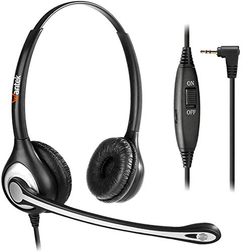2,5mm Klinke Headset Telefon mit Mikrofon Noise Cancelling & Lautstärkeregler, Schnurlos Festnetztelefon Kopfhörer für Gigaset C430 S850 CL660HX Panasonic Cisco Polycom DECT Telefone Home Office