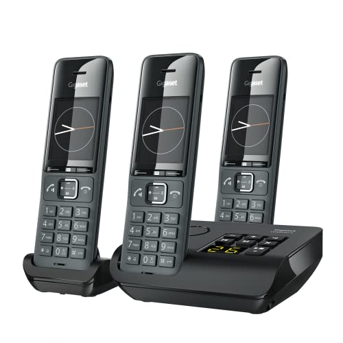 Gigaset Comfort 520A Trio - 3 Schnurlose DECT-Telefone mit Anrufbeantworter- Elegantes Design - Beste Audioqualität mit Freisprechfunktion - Anrufschutz - Adressbuch mit 200 Kontakten, titan-schwarz