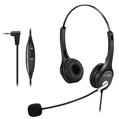 Callez 2,5mm Telefon Headset Dual mit Noise Cancelling Mikrofon, Festnetz Kopfhörer für Siemens Gigaset C430A S810 Panasonic Grandstream Cisco Linksys SPA Polycom Dect Schnurlostelefon