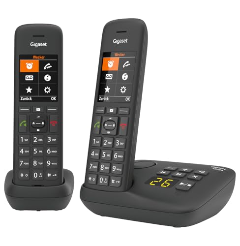 Gigaset C575A Duo - 2 Schnurlose DECT-Telefone mit Anrufbeantworter - großes Farbdisplay mit aktueller Benutzeroberfläche - Adressbuch - Jumbo-Modus und Anrufschutz, schwarz [Deutsche Version]