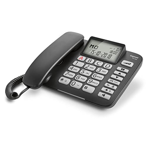 Gigaset DL580 - schnurgebundenes Senioren Telefon - Tischtelefon mit extra leichter Bedienung und beleuchtetem Farbdisplay, schwarz