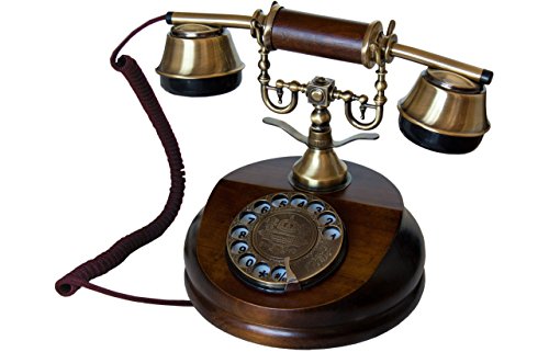 Opis 1921 Cable - Modell A - Retro Telefon/Altes Telefon mit Wählscheibe/Festnetztelefon Retro/Antike Deko/Telefon Retro/Telefon Antik/Drehscheiben Telefon aus Holz mit Metallklingel