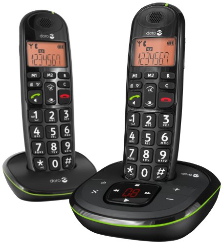 Doro 380104 PhoneEasy 105wr Duo Schnurloses Telefon mit Mobilteil inkl. Ladeschale schwarz