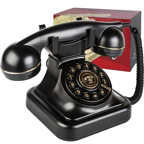 Sangyn Retro Festnetztelefone, Klassisches Schnurgebundenes Telefon mit Wählscheibe, Einstellbare Lautstärke, Vintage Altmodisches Telefon für Home Office Dekoration Schule
